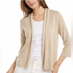 J. McLaughlin Soybean Fiber Blend Open-Front Drape Cardigan – XS in Oatmeal/Tan